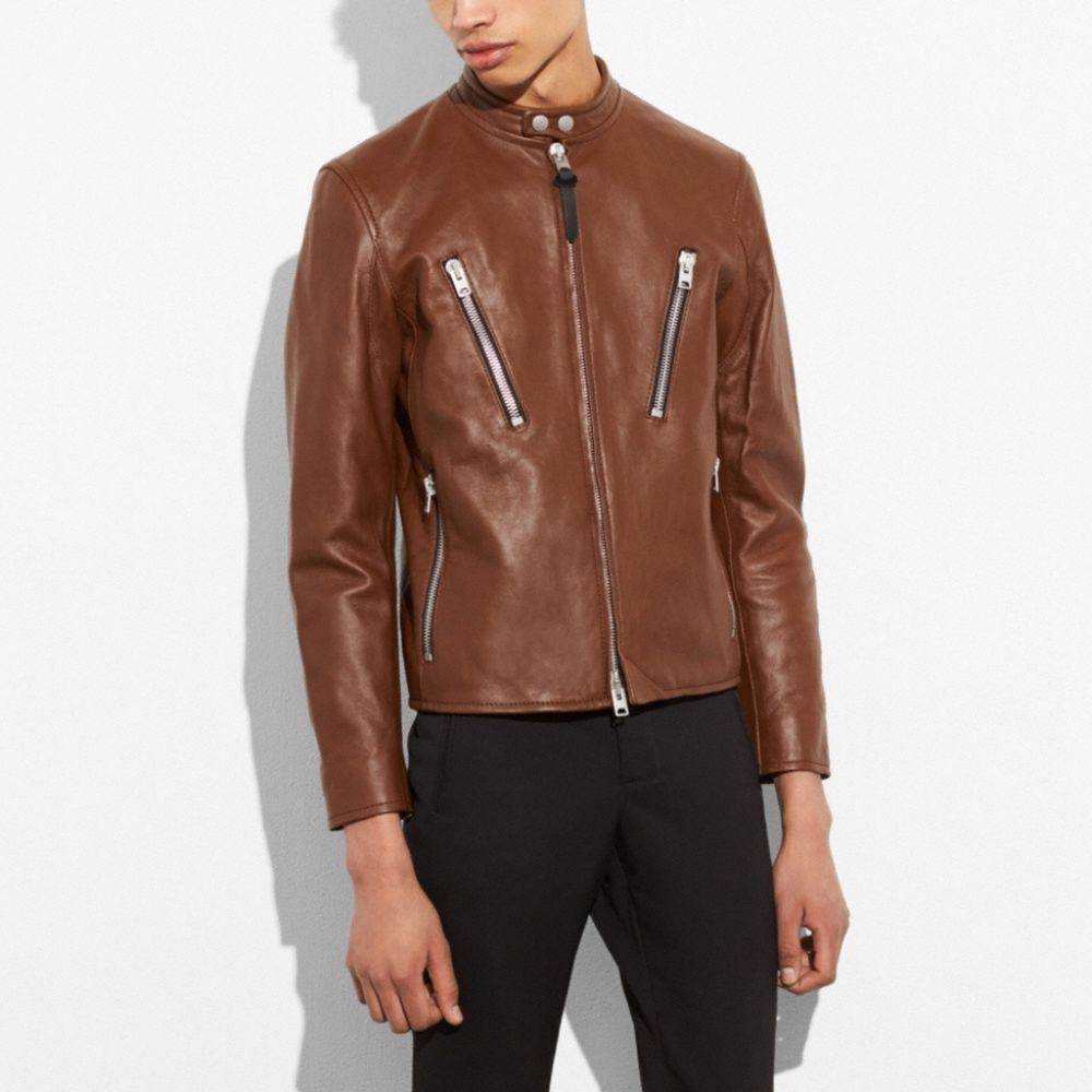 COACH $1100 NWT! Fawn Leather Jacket Men's XL L